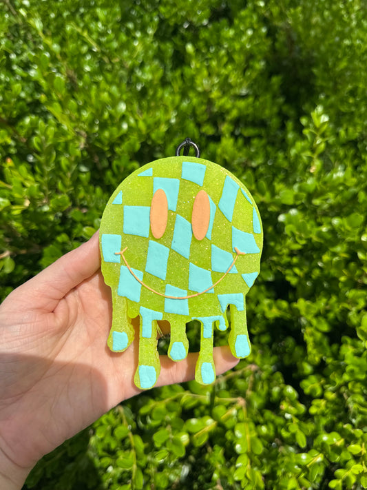 Checkered Drip Smiley - Freshie