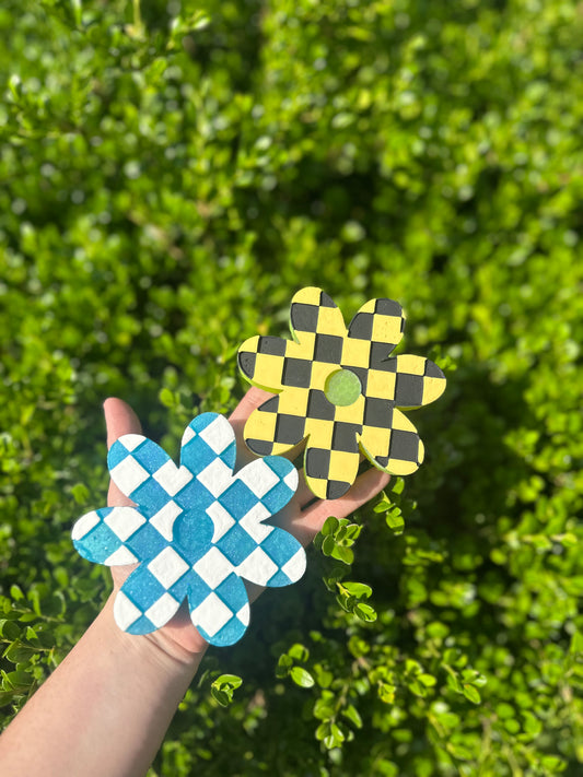 Checkered Flower - Silicone Mold ONLY