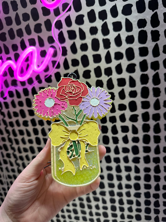 Mason Jar With Flowers - Silicone Mold ONLY