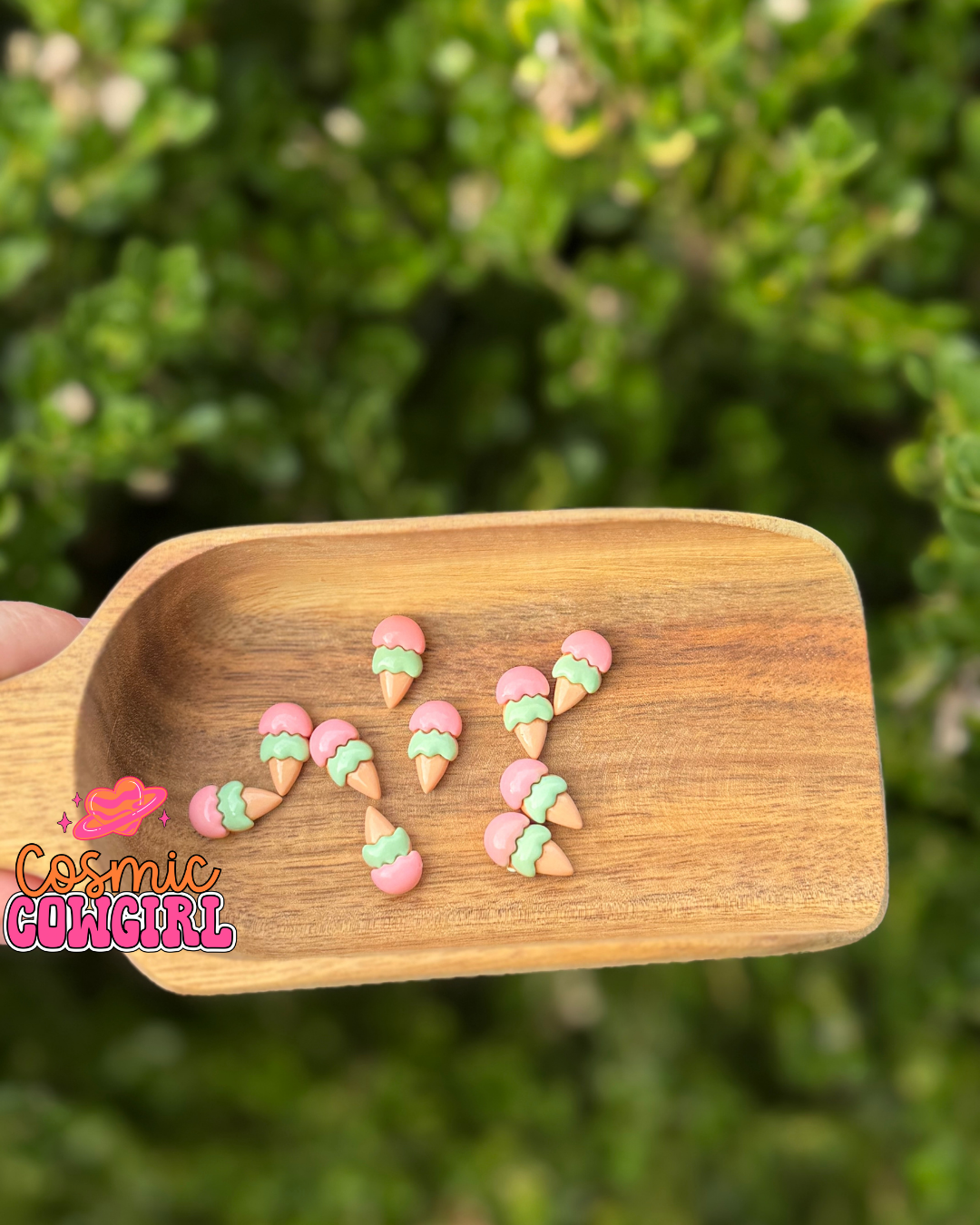 Pink + Green Ice cream Cone - Charms